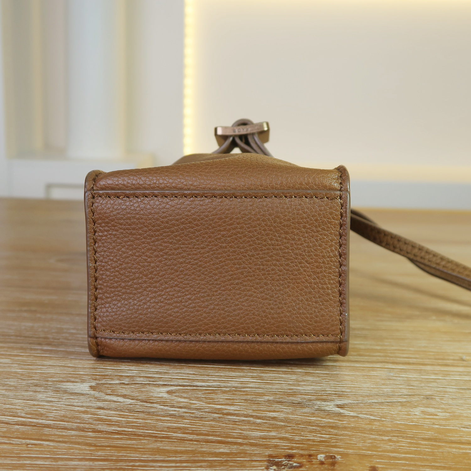 Boyy Brown GrainCalf Leather Soft Scrunchy Phone Bag