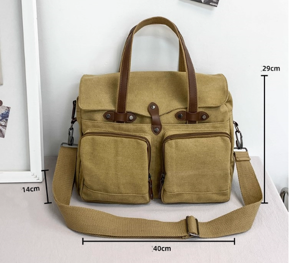 กระเป๋าสะพายผ้าแคนวาส ผู้ชาย แบบวัยรุ่น ดีไซน์เท่ มีสไตล์ มาพร้อมสายสะพาย และ หูหิ้ว ดีไซน์เก๋ 717836