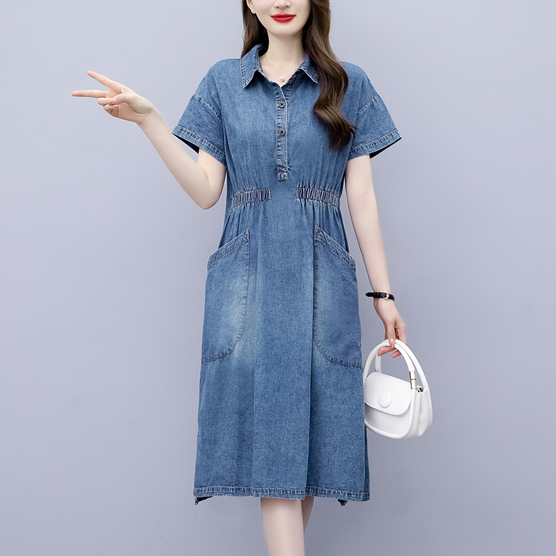 เดรสคนอ้วน เดรสสาวอวบ ชุดเดรสคนอ้วนวัยรุ่นแขนสั้น BY PLUS SIZE Girl