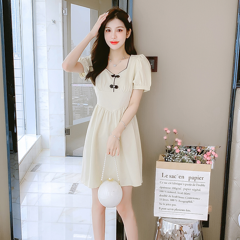 เดรสลูกไม้ เดรสชีฟองสวยๆ แขนสั้น By Meiyi women's clothing