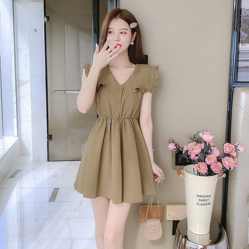 เดรสลูกไม้ เดรสชีฟองสวยๆ แขนสั้น By Meiyi women's clothing