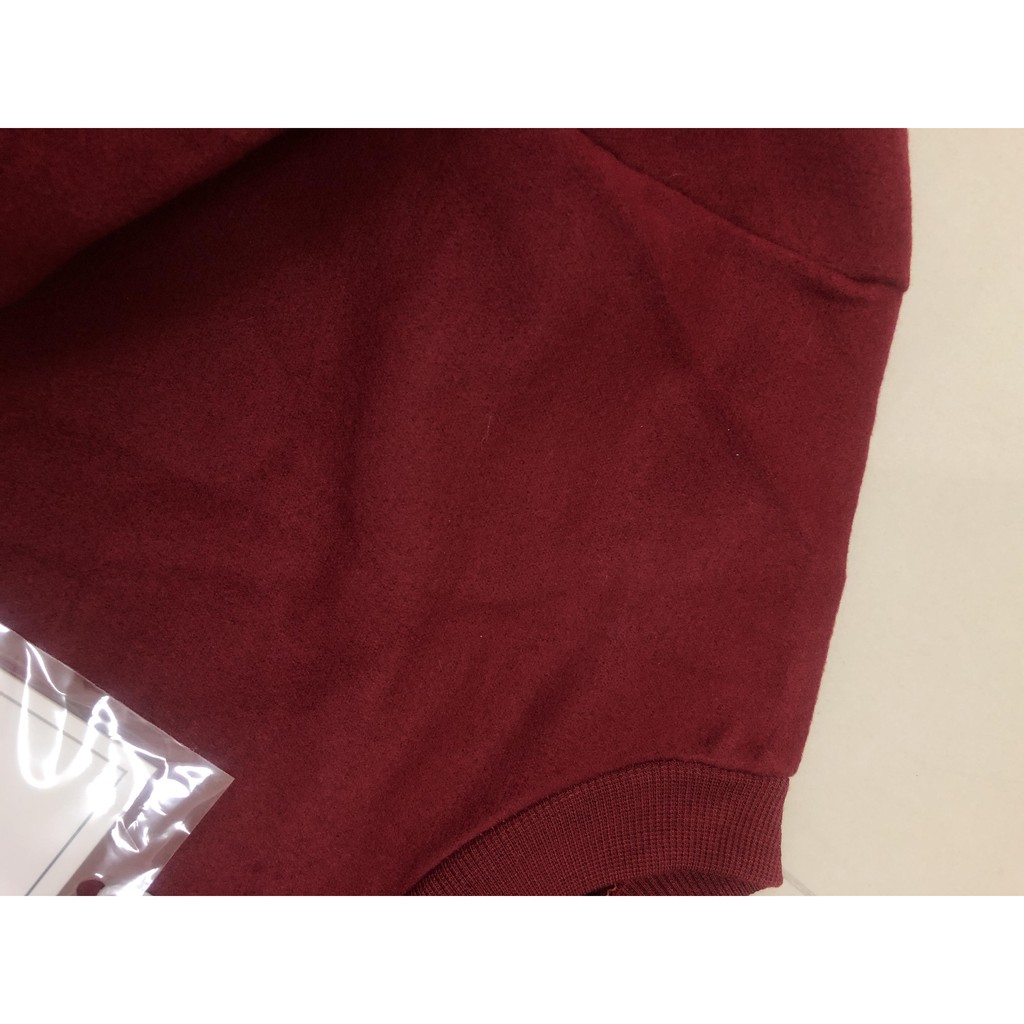 เสื้อแขนยาวแฟชั่นตัวโคล่ง สีแดงเลือดนก ผ้าสักกะหลาดเนื้อ แดง free