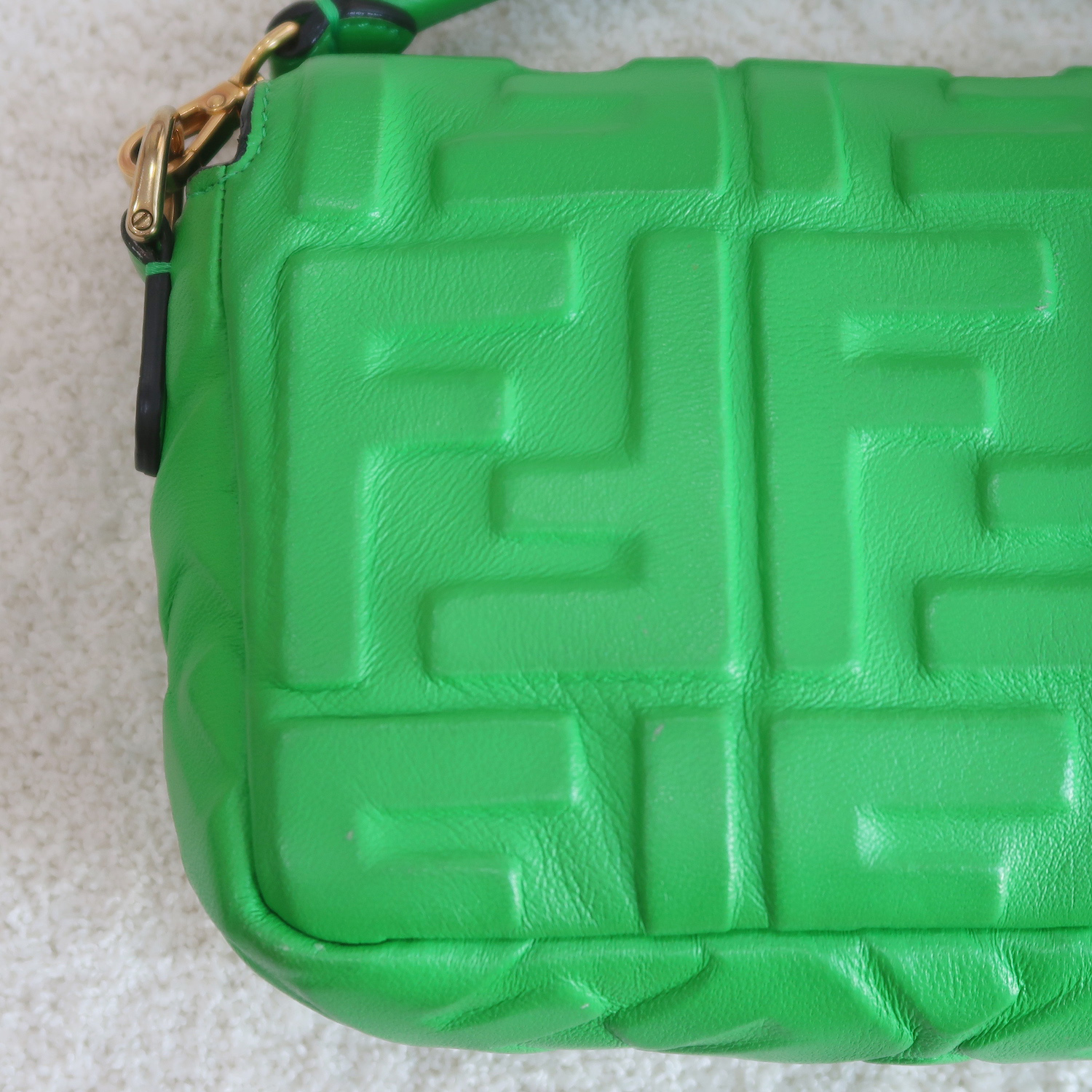 Fendi Green Nappa FF Mini Baguette