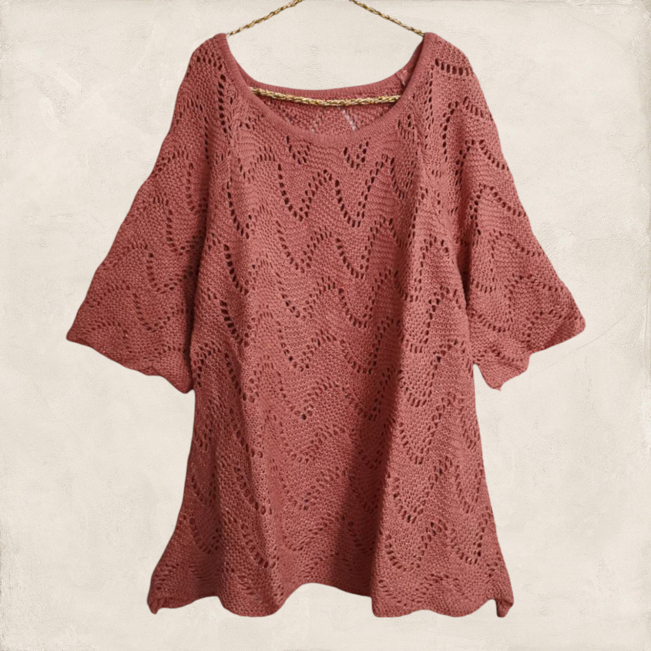 Blouse3430 เสื้อไหมพรมทรงปล่อยแขนสามส่วน ไหมพรมถักเนื้อดียืดได้เยอะ มี 3 สี ดำ, เหลืองมัสตาร์ด, อิฐ