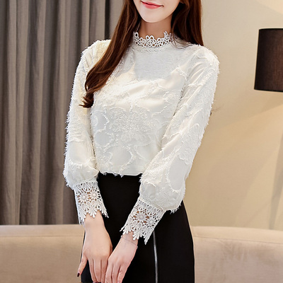 เสื้อเชิ้ต แนวลูกไม้แขนยาวเสื้อทำงาน