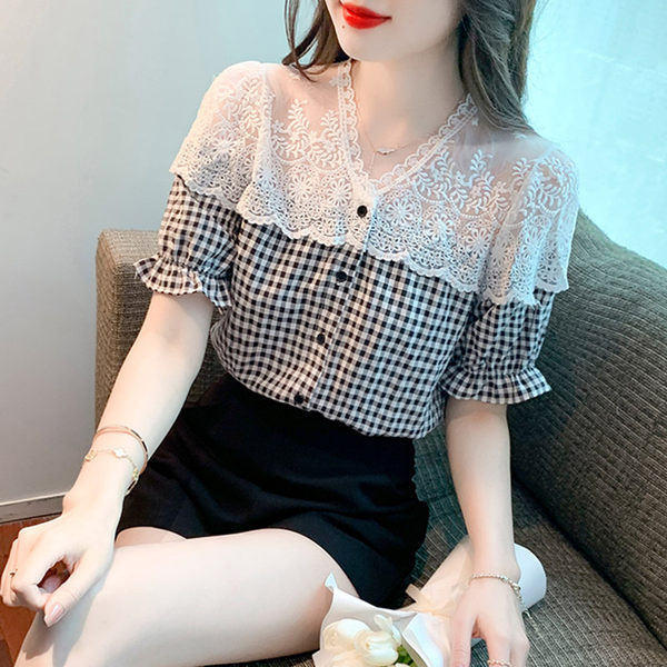 เสื้อลูกไม้ แขนสั้น