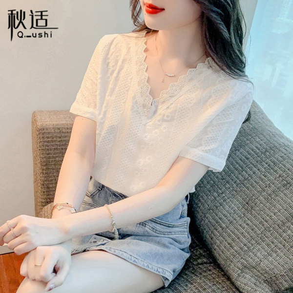 เสื้อลูกไม้ แขนสั้น