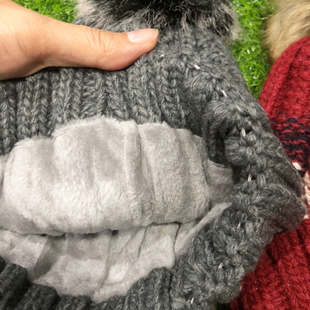 หมวกไหมพรมเนื้อนุ่ม แต่งแถบลาย ด้านในบุขนสั้นอุ่น พร้อมส่ง งานดีเลยจ้า