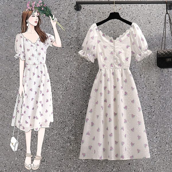 เดรสคนอ้วน เดรสสาวอวบ ชุดเดรสคนอ้วนวัยรุ่น เดรสลูกไม้คอวี BY PLUS SIZE Girl