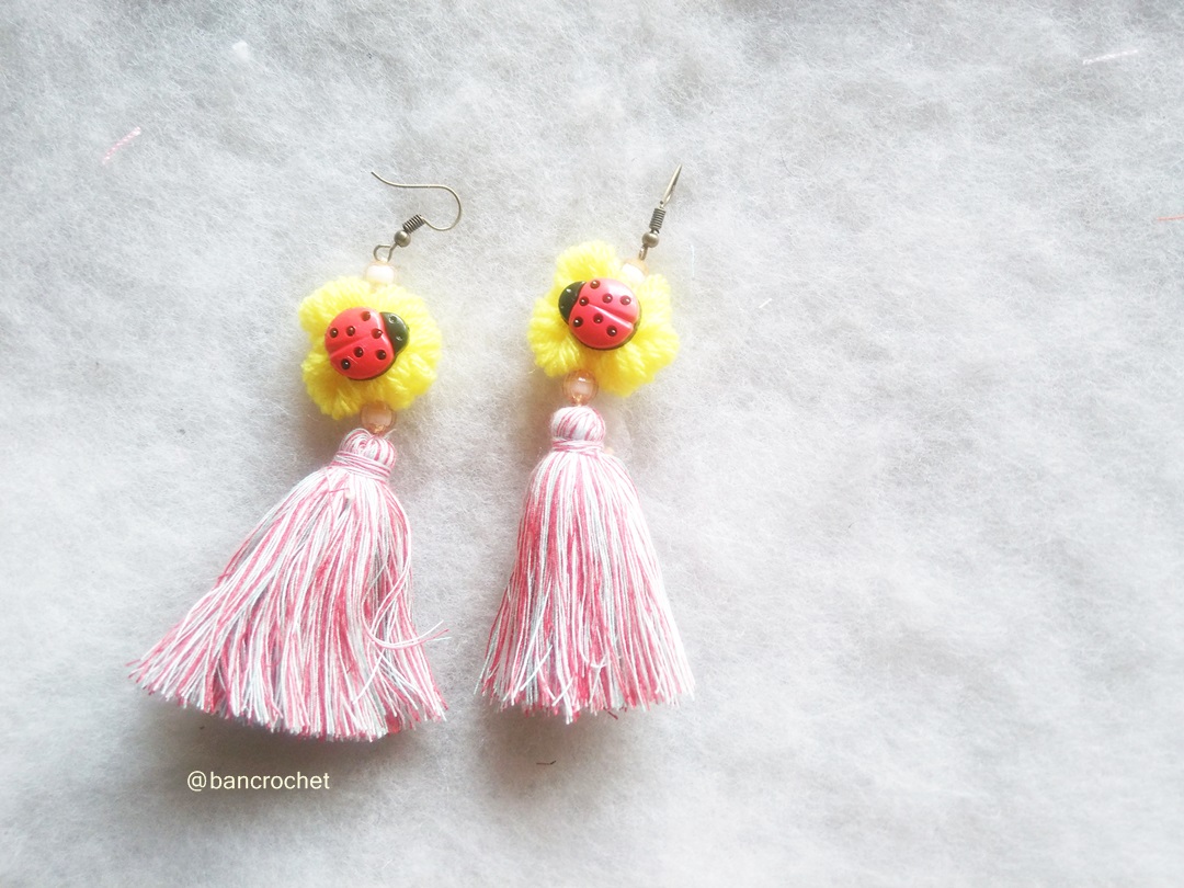 Bancrochet ต่างหูถักโครเชต์ crochet earring หลากสี 4-6 นิ้ว