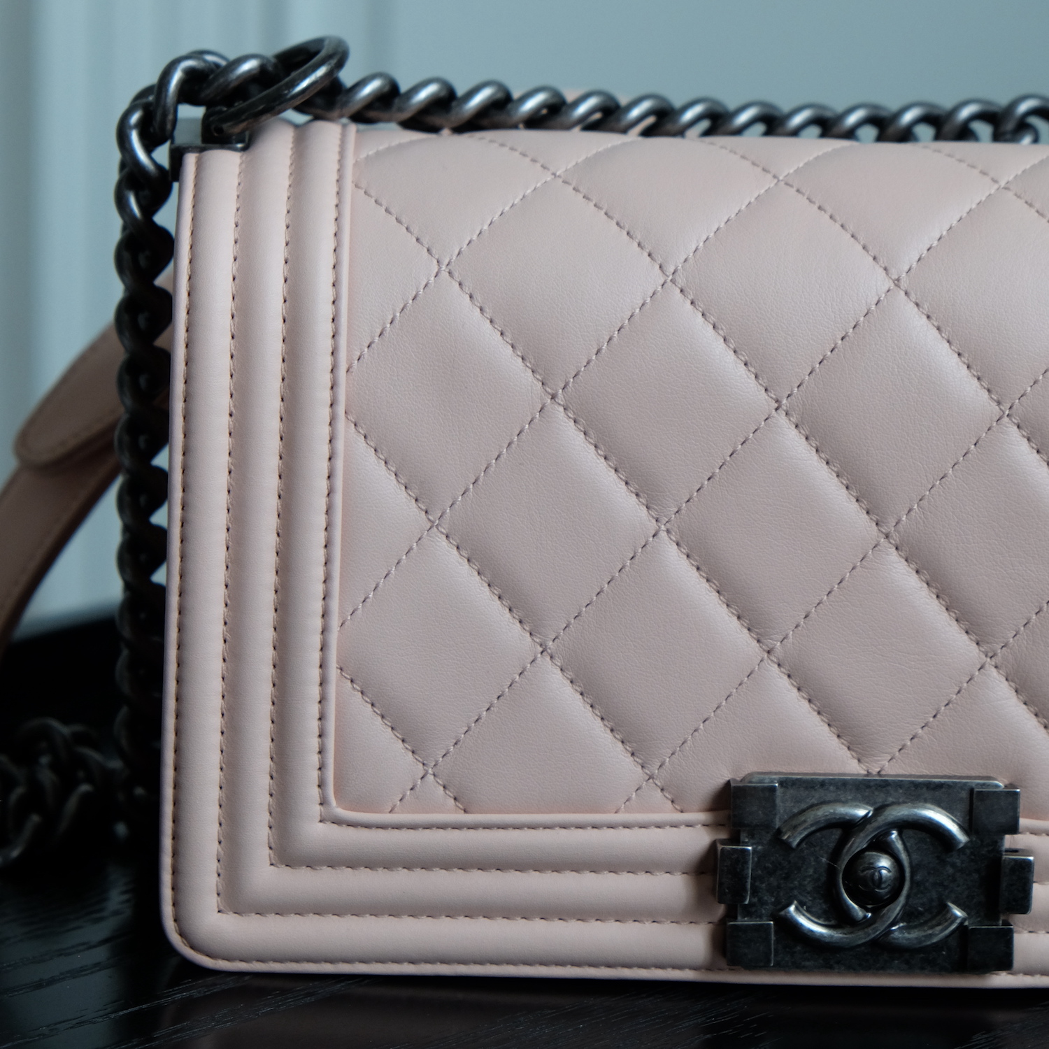 Chanel Nude Calf Leather Medium Boy 10" RHW