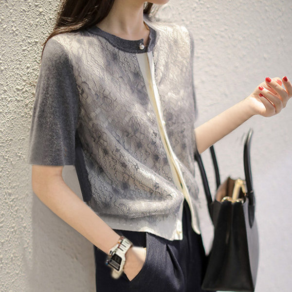 เสื้อลูกไม้ แขนสั้น
