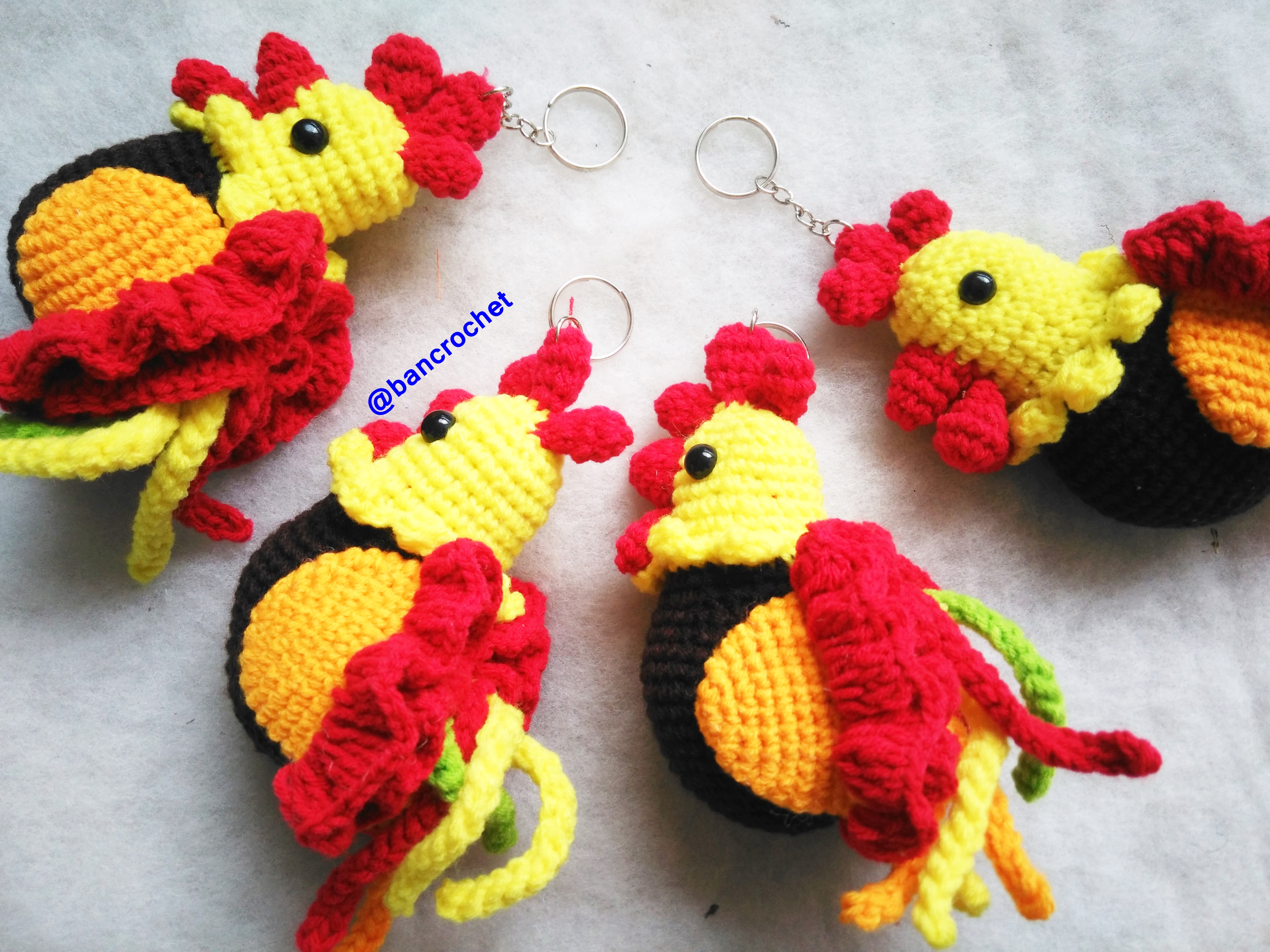 Bancrochet ไก่ถักโครเชต์ crochet chicken doll หลากสี 5 นิ้ว