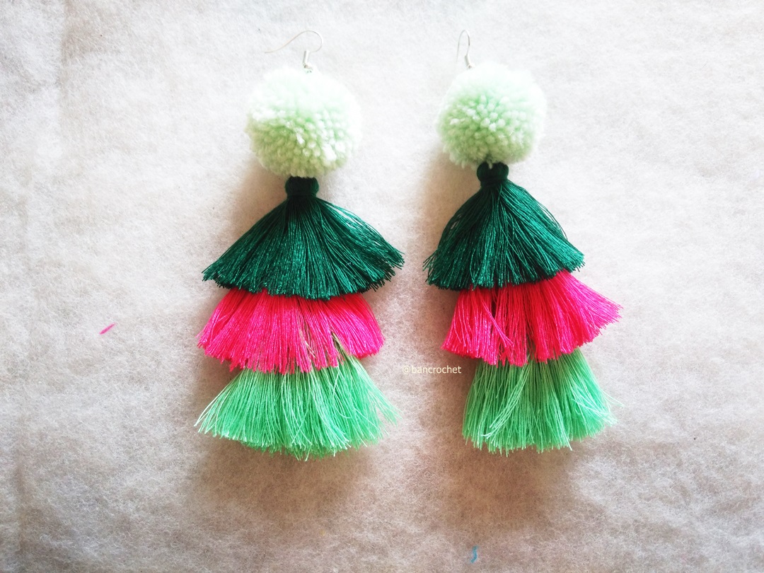 ต่างหูถักโครเชต์ crochet earrings หลากสี 5 นิ้ว