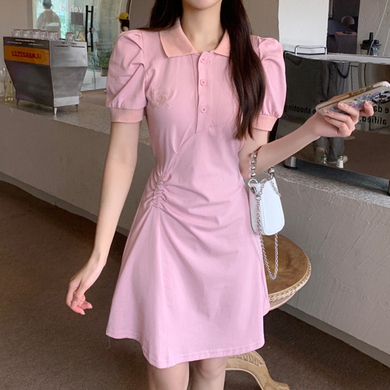 เดรสแขนสั้นมีไซส์L-4XLอก38-47นิ้ว