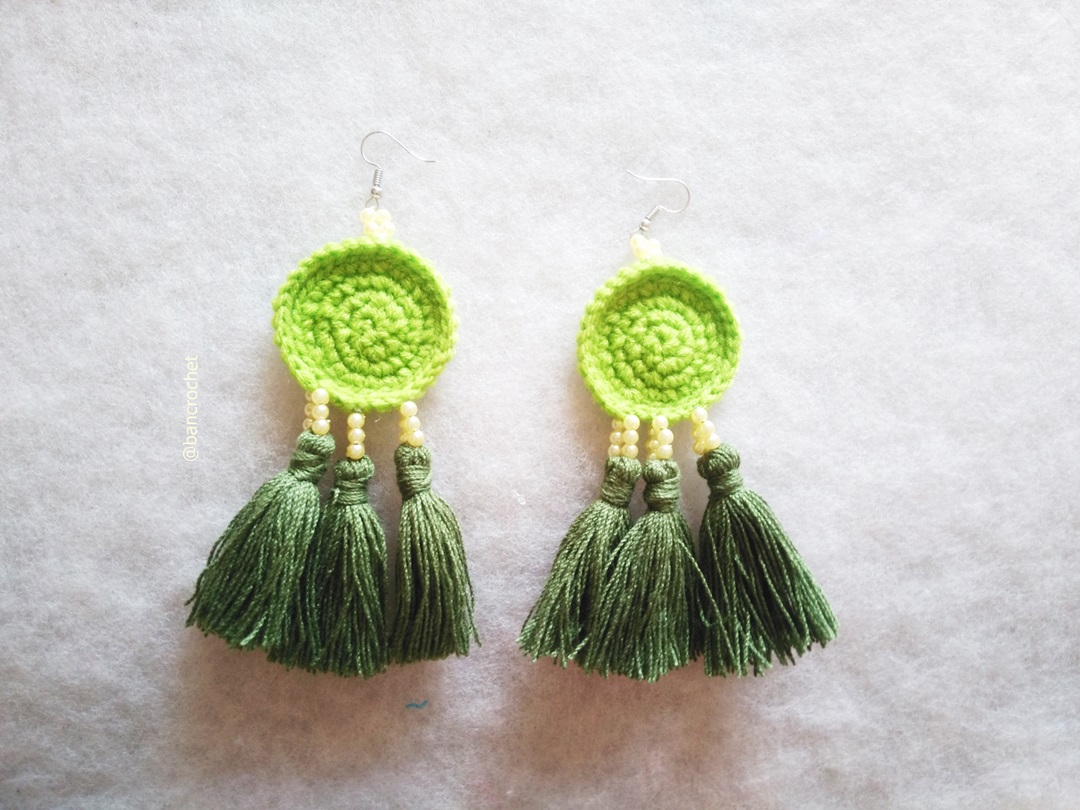 ต่างหูถักโครเชต์ crochet earrings หลากสี 5 นิ้ว