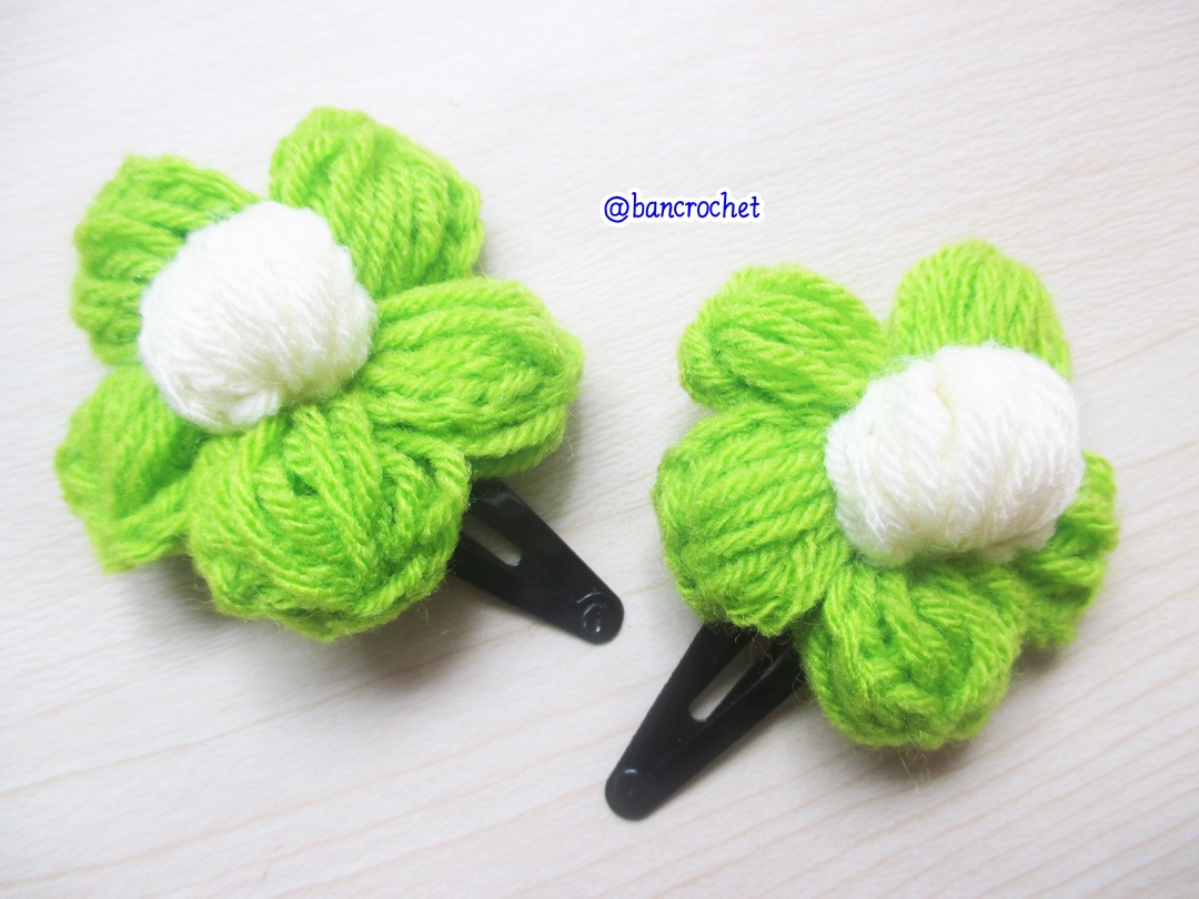Bancrochet กิ๊บดอกไม้ถักโครเชต์ฟูๆ crochet Flowers หลากสี 5 cm