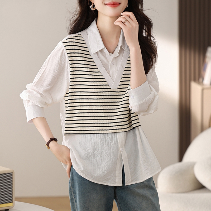 เสื้อเชิ้ตผู้หญิงแขนยาว เสื้อเชิ้ตผู้หญิงใส่ทํางาน 390 บาทต่อชิ้น ฟรีค่าจัดส่ง