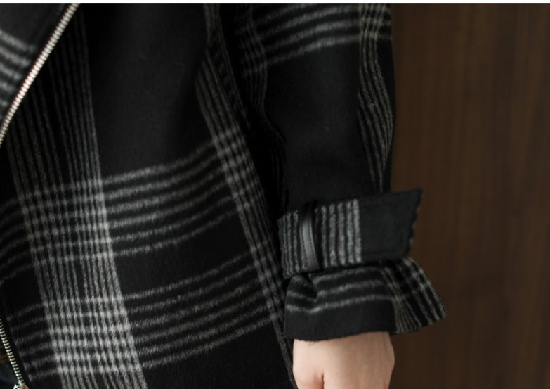 เสื้อคลุม แบบสูท ลายสก็อต โทนสีดำ แจ็คเก็ต ผู้หญิง แบบปกใหญ่ ใส่สวย ใส่เท่ ใส่ทำงาน และ เที่ยว แบบเก๋ ๆ 340591