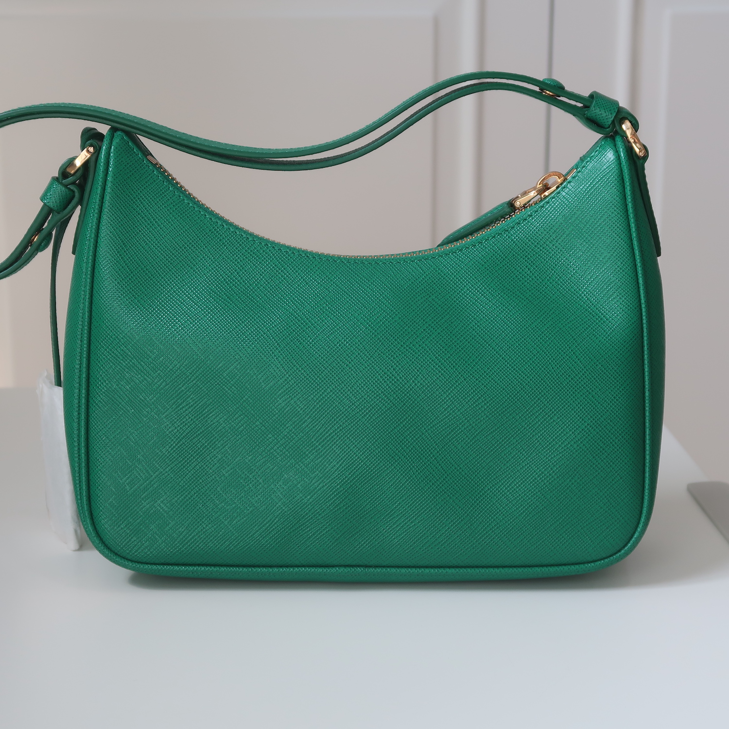 Prada Mango Green Saffiano Re-Edition Mini Hobo 1BC204 (2022)