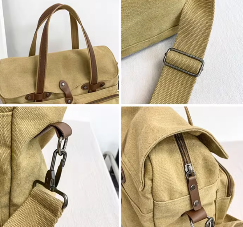 กระเป๋าสะพายผ้าแคนวาส ผู้ชาย แบบวัยรุ่น ดีไซน์เท่ มีสไตล์ มาพร้อมสายสะพาย และ หูหิ้ว ดีไซน์เก๋ 717836