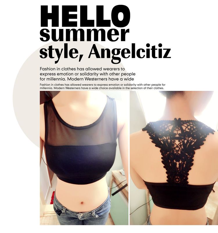 เสื้อกล้ามครึ่งตัว แต่งลายถักด้านหลัง ด้านหน้าซีทรู เซ็กซี่ พร้อมส่ง สีดำ ผ้ายืดหยุ่นใส่สบาย white