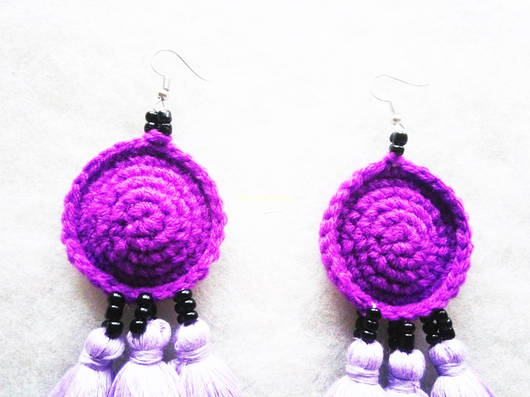 ต่างหูถักโครเชต์ crochet earrings หลากสี 5 นิ้ว