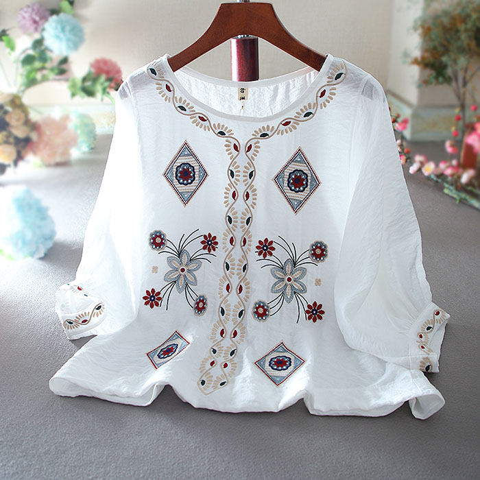 เสื้อลินิน เสื้อผ้าฝ้ายลินิน เสื้อเชิ้ตผ้าลินิน ปักลายสวยๆด้วยด้าย สไตล์VINTAGE BY Dreamroom