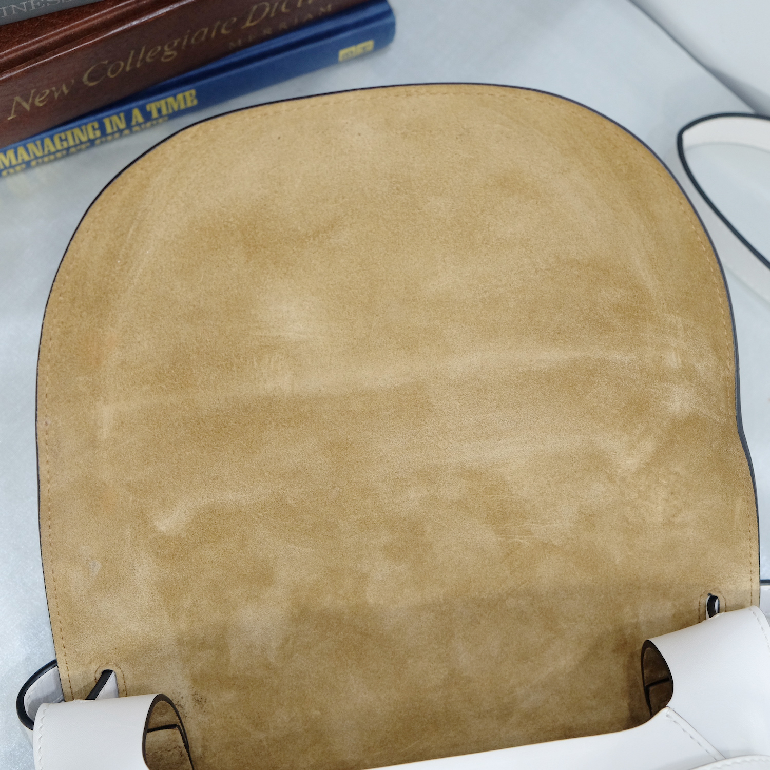 Loewe White/Khaki Calf Leather Small Gate