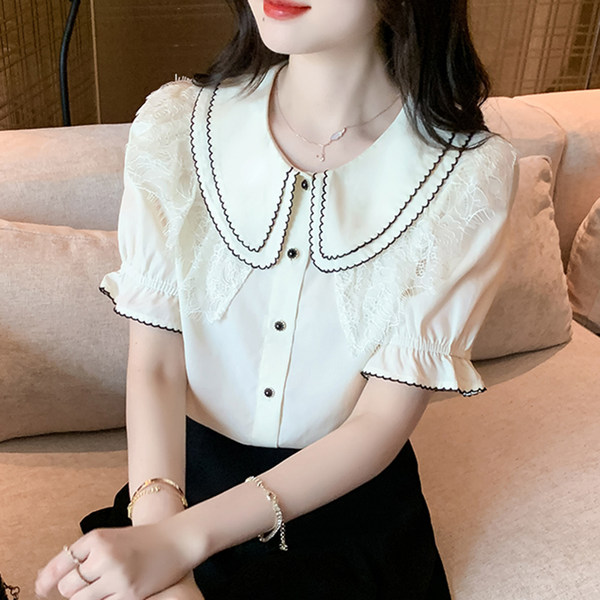 เสื้อลูกไม้ แขนสั้น