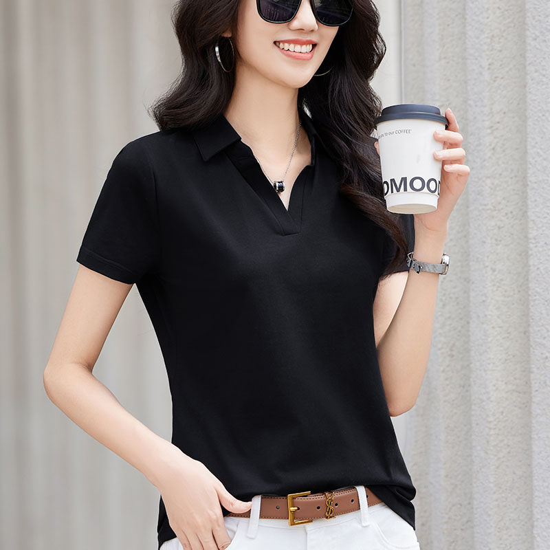 เสื้อยืดสีดำ แฟชั่น เสื้อยืด T-shirt สีดำ สวมใส่สบาย ไม่ร้อน