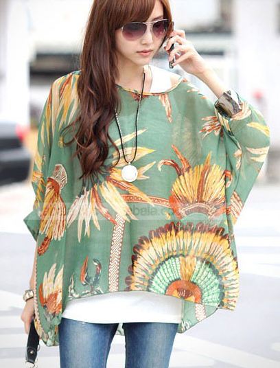 เสื้อคลุม ผ้าชีฟอง คอกว้าง เสื้อใส่เที่ยวทะเล ใส่เที่ยว สีแสบ แฟชั่น สุดเก๋ ลายขวาง สีเขียวลายดอกไม้ สไตล์วินเทจ no 85154_3