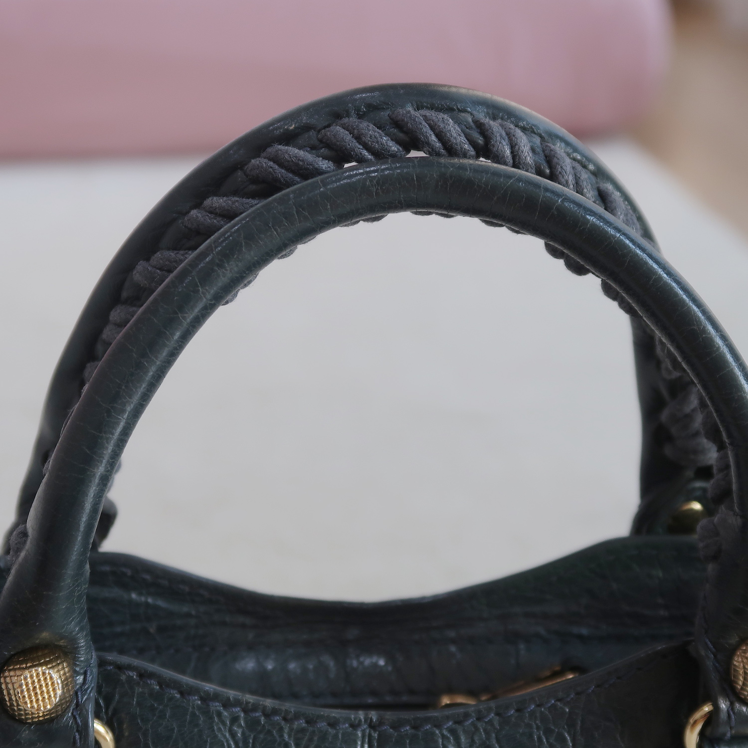 Balenciaga Grey Lambskin Mini City Giant G12 GHW