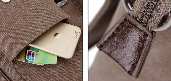 กระเป๋าสะพายข้าง ใส่ Notebook ใส่เอกสาร สไตล์ วัยรุ่น อเมริกัน เท่ ๆ ผ้าแคนวาส กันน้ำได้ ปรับสายสะพายได้ 2 แบบ สะพายหลังได้ 38102