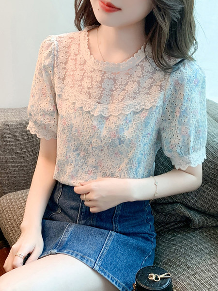 เสื้อลูกไม้ แขนสั้น