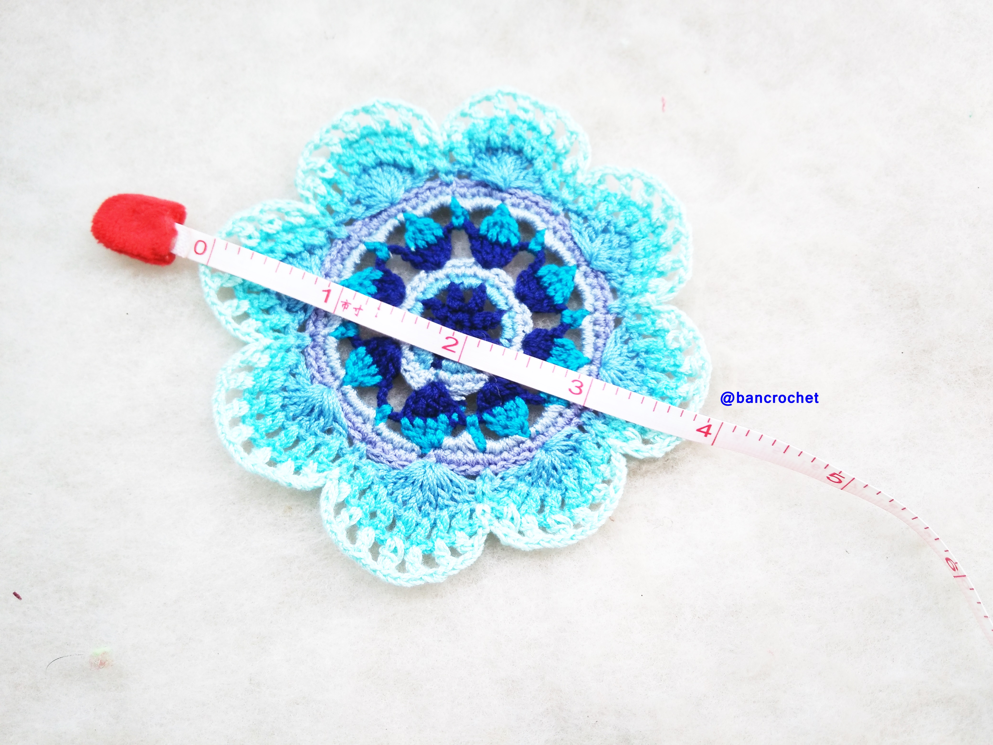 Bancrochet ที่รองแก้วถักโครเชต์ crochet coasters หลากสี 4 นิ้ว