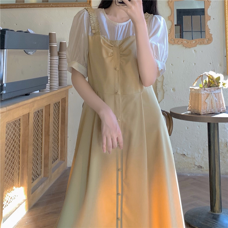 เดรสแขนสั้นมีไซส์L-4XLอก38-47นิ้ว