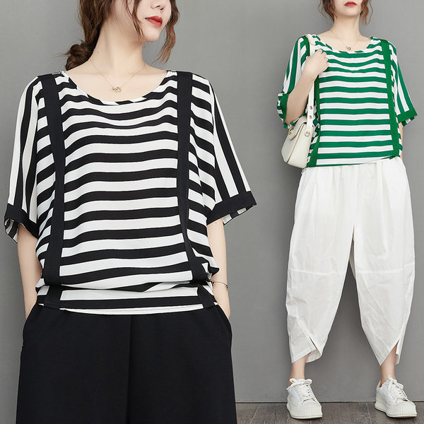 เสื้อลินินคนอ้วน เสื้อทีเชิ้ตคนอ้วนผู้หญิง เสื้อทีเชิ้ตตัวใหญ่ By Literary Plus size