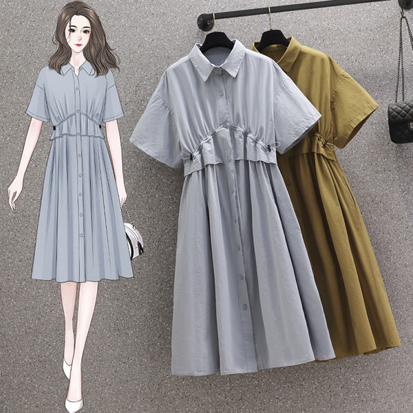 เดรสคนอ้วน เดรสสาวอวบ ชุดเดรสคนอ้วนวัยรุ่น เดรสสีฟ้า เหลือง ทรงเอ BY PLUS SIZE Girl