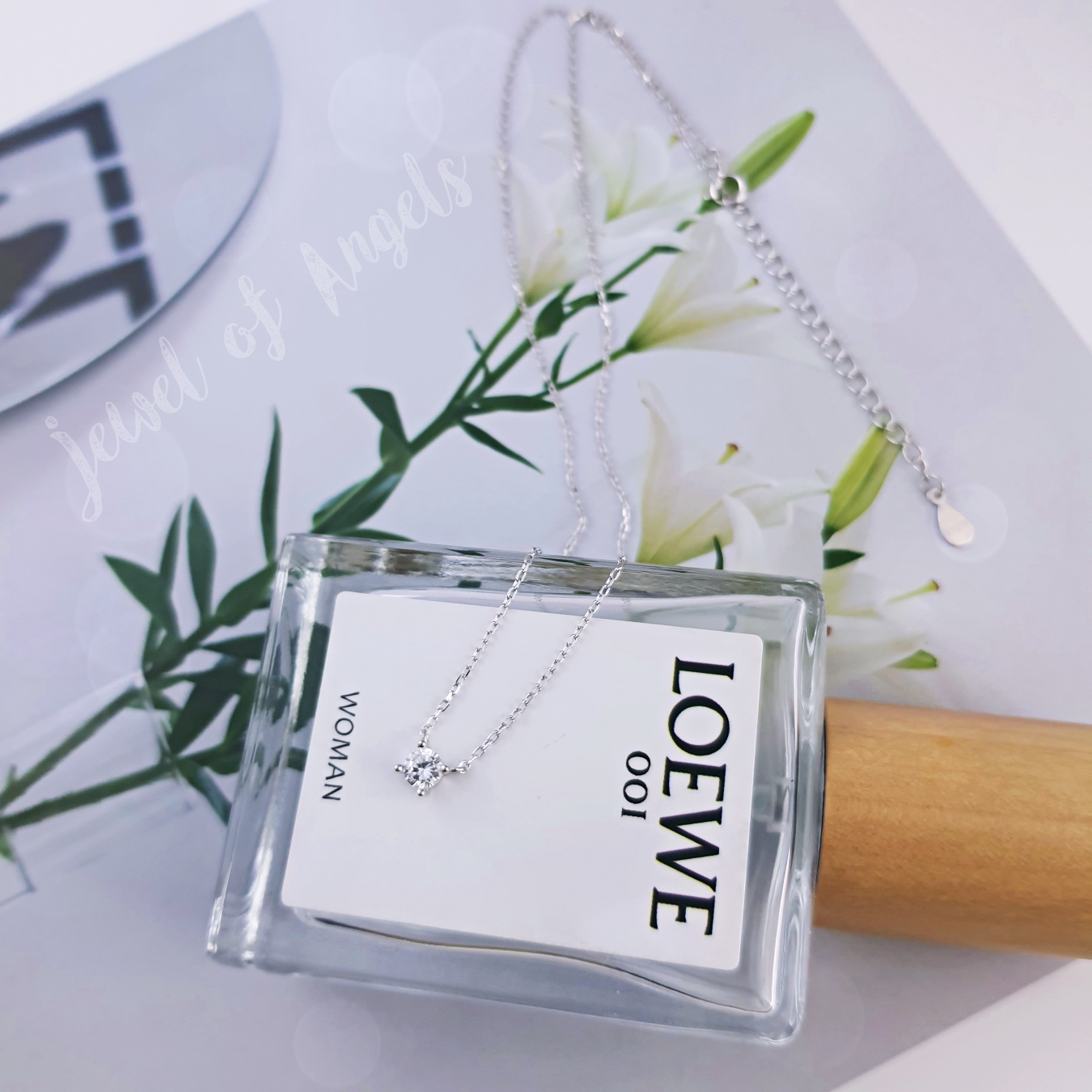 สร้อยคอสั้นเงินแท้ S925 รุ่น Naive สร้อยลายโซ่ จี้เพชรCZกลม 4mm สร้อยคอแฟชั่น Silver925