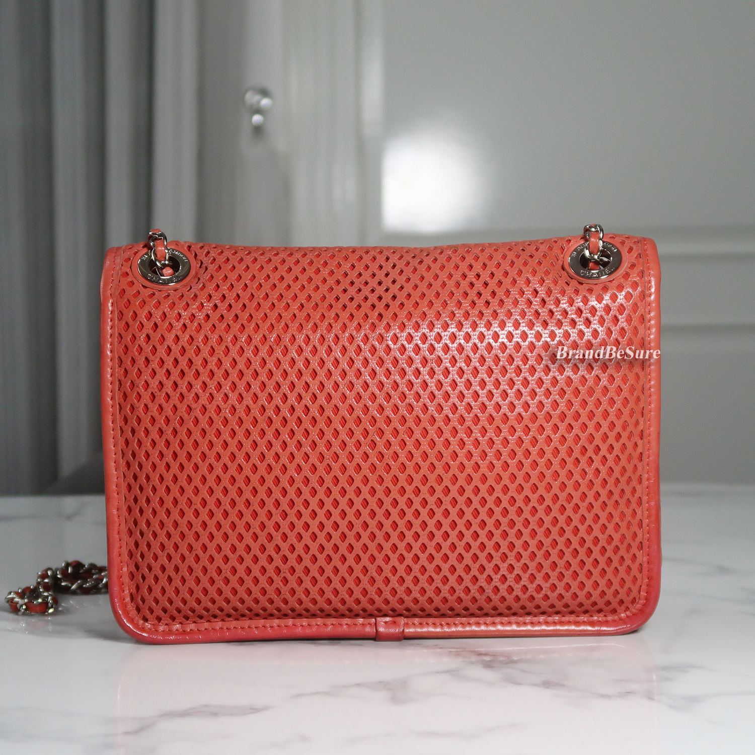 Chanel Red Perforated Calfskin Small Up In The Air Flap