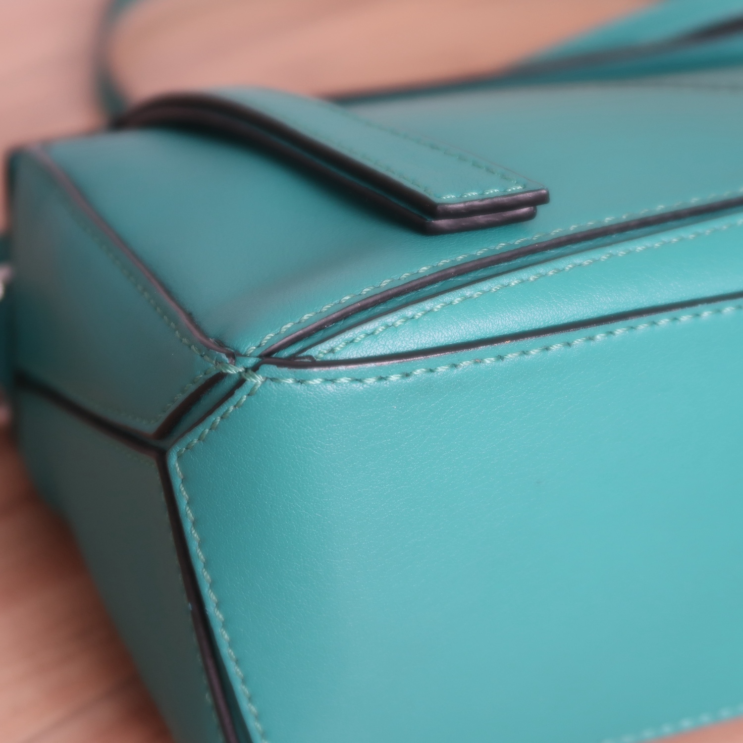 Loewe Emerald Green Calfskin Puzzle Mini SHW