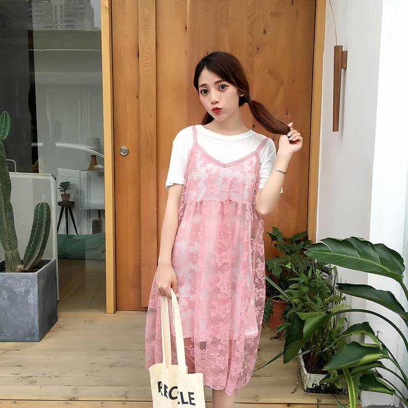 Dress4594 เดรส 2 ชิ้น เดรสลูกไม้ยาวทรงปล่อย+เดรสตัวในผ้าคอตตอนเนื้อดีหนานุ่มยืดหยุ่นสูง งานดีทรงดีลายสวย ดีเทลน่ารักหวานๆ ใส่เก๋ๆ ได้บ่อย มี 2 สี น้ำตาลครีม, ขาวชมพู