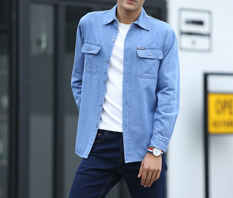 เสื้อแจ็คเก็ตยีนส์ ผู้ชาย แบบเสื้อเชิ้ต ผ้าเบาสบาย ใส่เท่ ใส่เป็นเชิ้ตหรือ เสื้อคลุมก็เท่ เสื้อ jacket ยีนส์ แบบสวย ๆ 512505
