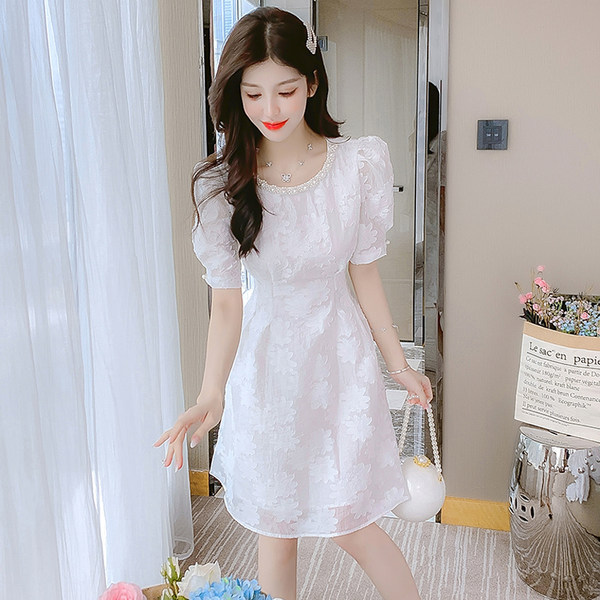 เดรสลูกไม้ เดรสชีฟองสวยๆ แขนสั้น By Meiyi women's clothing