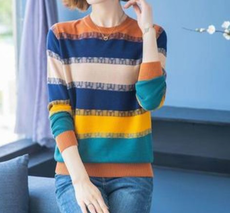 เสื้อยืดผู้หญิง แขนยาว แฟชั่น เสื้อยืด สีสันสดใส เสื้อยืดไหมพรม สไตล์ เสื้อกันหนาว แบบสวย ๆ เสื้อยืดแฟชั่นแขนยาว 114814