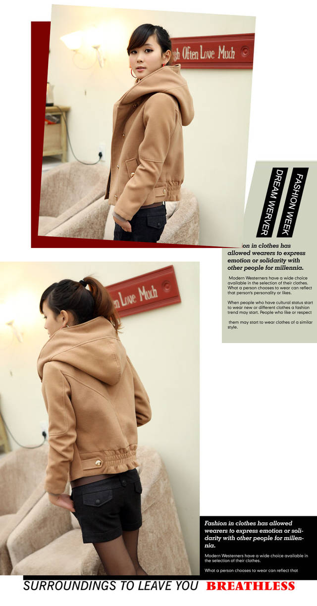 เสื้อโค๊ทกันหนาว ทรงสวย พร้อมส่ง สีน้ำตาลตามภาพ ผ้า wool น้ำตาล