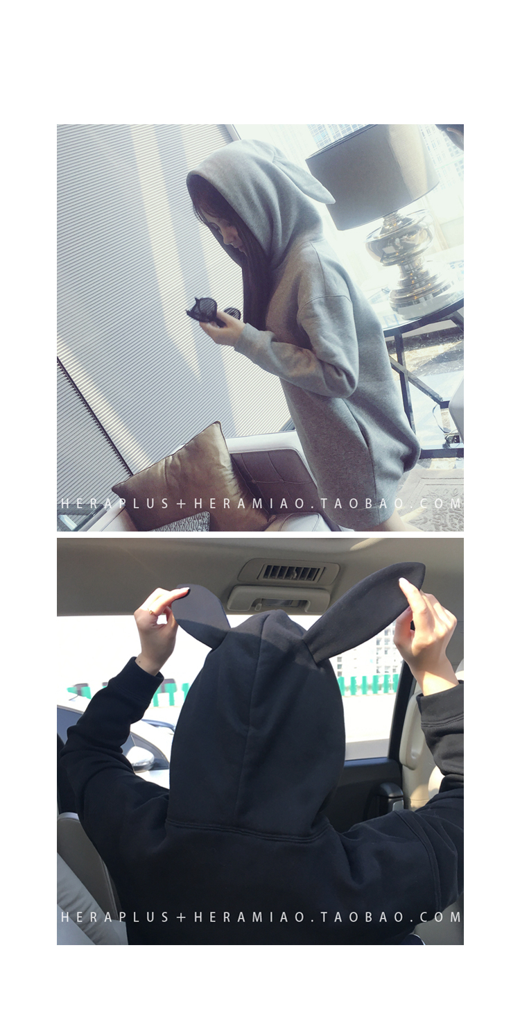 เสื้อแขนยาวฮู้ดดี้ หูกระต่าย น่ารัก ผ้า cotton พร้อมส่ง