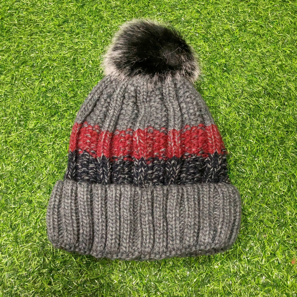 หมวกไหมพรมเนื้อนุ่ม แต่งแถบลาย ด้านในบุขนสั้นอุ่น พร้อมส่ง งานดีเลยจ้า