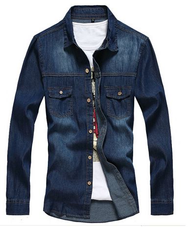 เสื้อยีนส์แขนยาว เสื้อยีนส์ผู้ชาย Jacket ยีนส์ ใส่คลุม หรือ ใส่เทีี่ยว ใส่เดี่ยว ๆ แบบ คลาสสิค ฟอก สีน้ำเงินเข้ม มีกระเป๋าหน้า 2 ข้าง no 28279_1